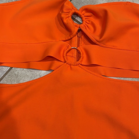 NWT! Rebdolls Orange Double Take Ringed Cut Out Bandage Mini Dress 4X - Picture 7 of 10